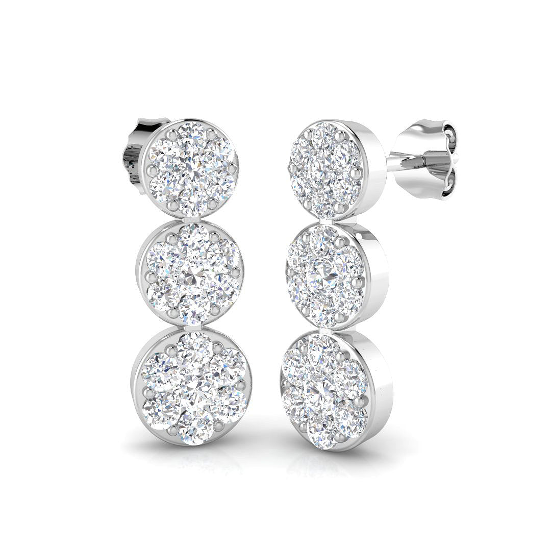 9ct White Gold 1.53ct Natural Diamond Drop Earrings
