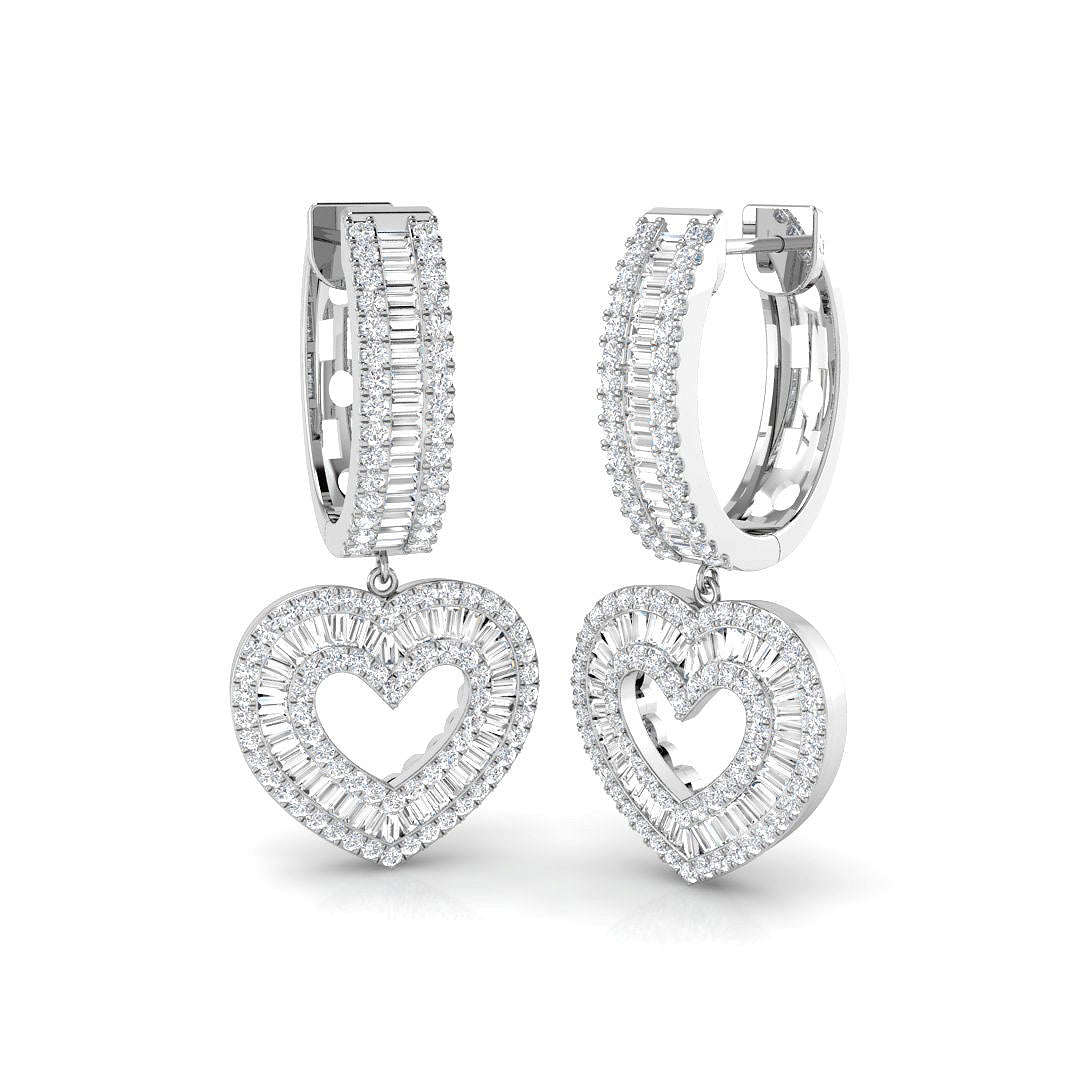 "Elegant Tumvy 1.75ct Gold Drop & Trilogy Diamond Earrings"