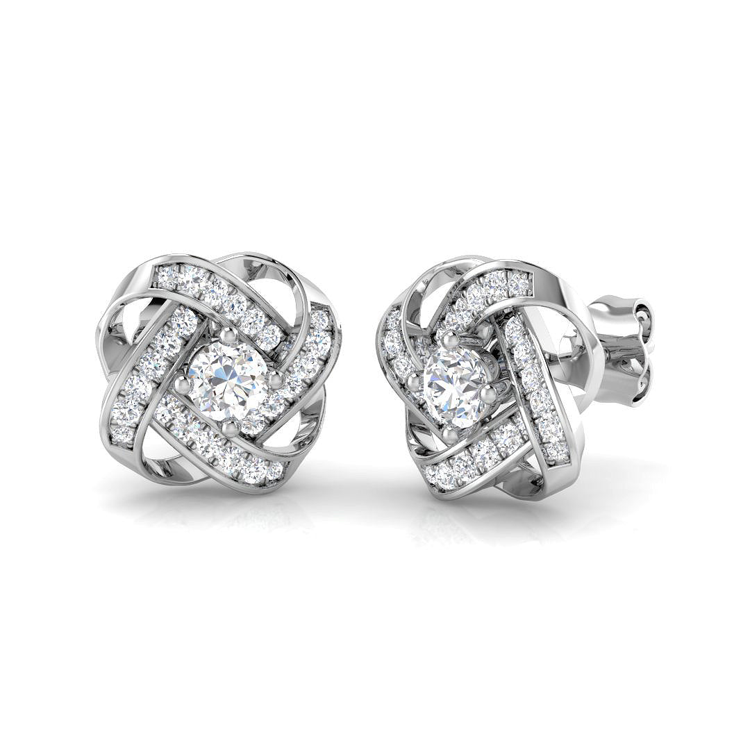 Gorgeous 0.50Ct Diamond Love Knot Stud Earrings in Yellow Gold