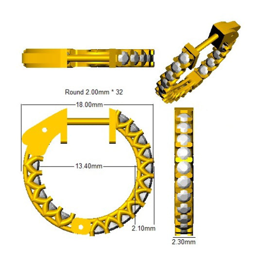 Boucles d'oreilles créoles en or 9 carats poinçonné, serties de diamants de laboratoire