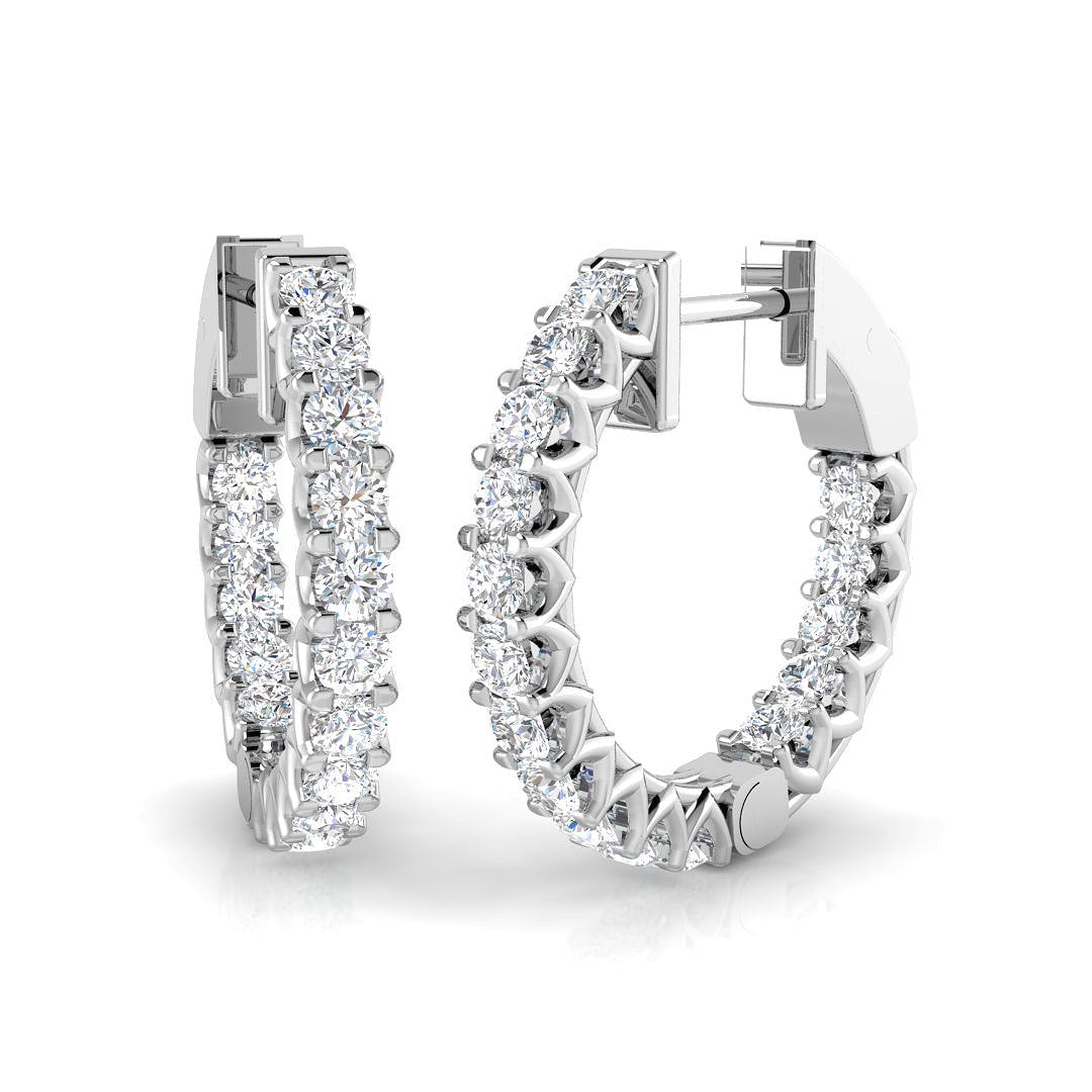 9ct White Gold 0.94ct Lab Grown Diamond Hoop Earrings