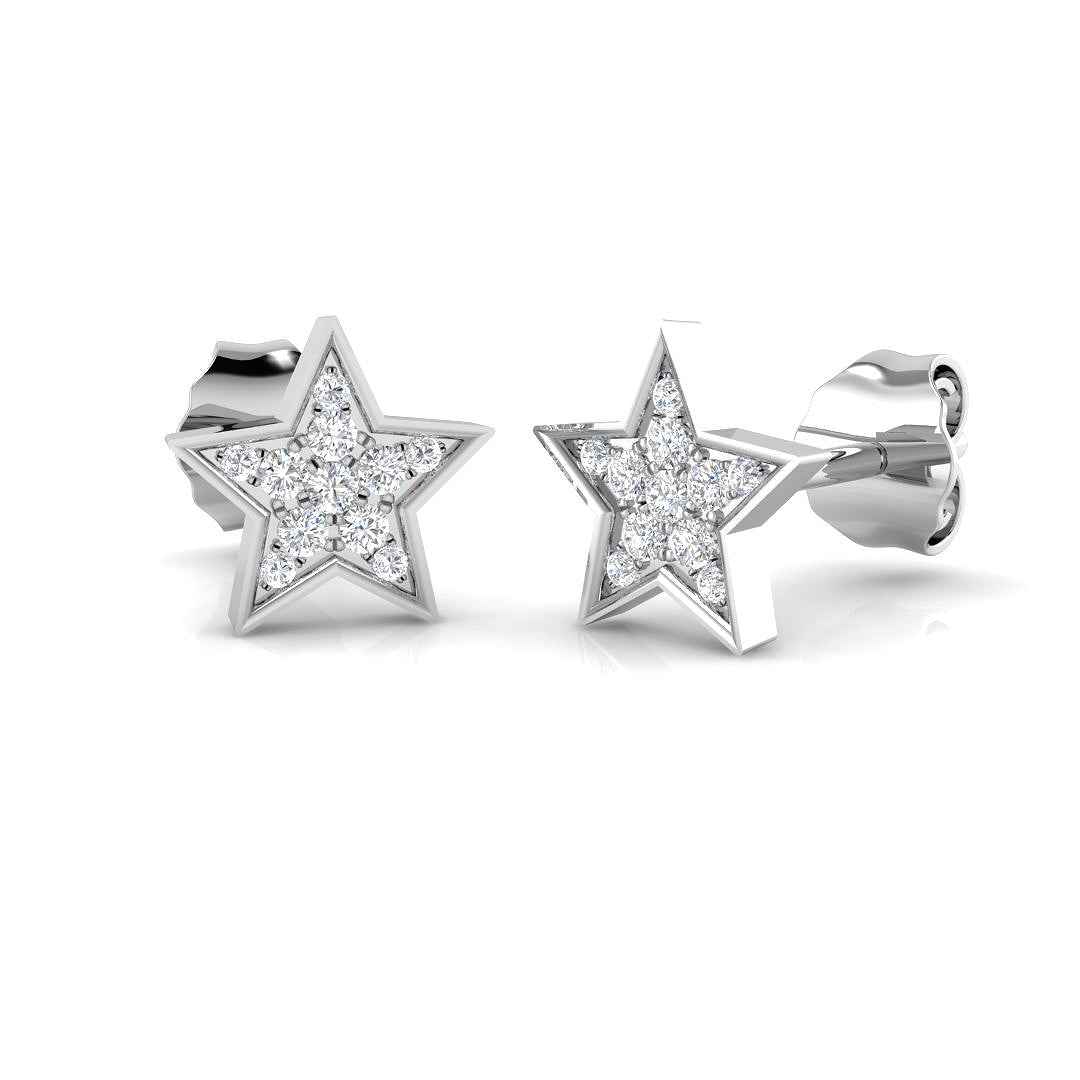 Dainty 0.10 Ct Diamond Star Stud Earrings in White Gold