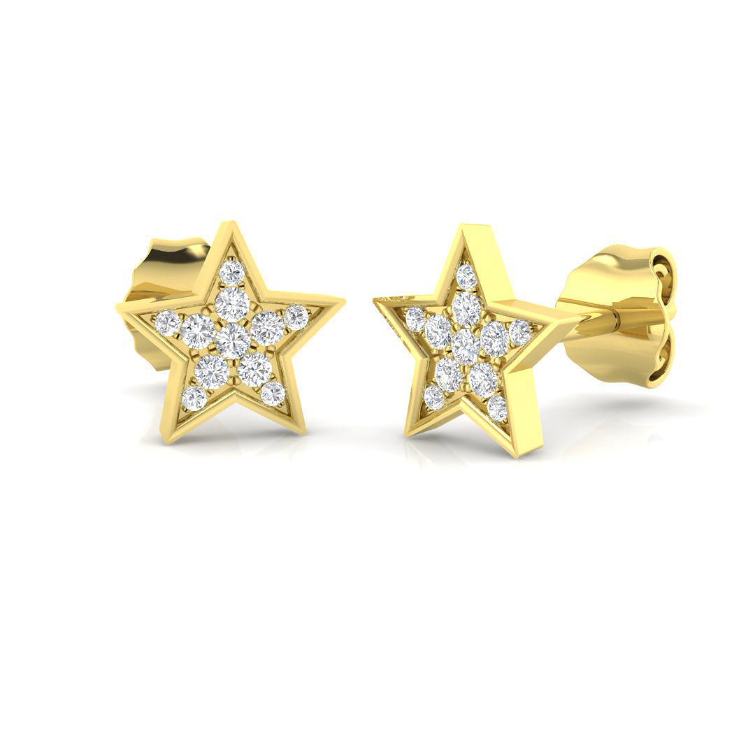 Dainty 0.10 Ct Diamond Star Stud Earrings in White Gold