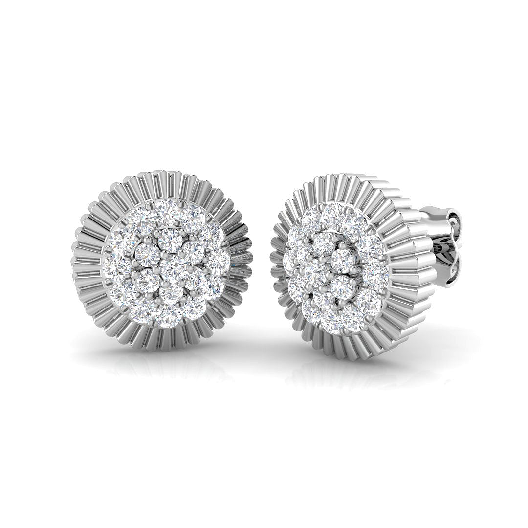 0.41ct Natural Diamond Round Cut Stud Earrings in 9K White Gold