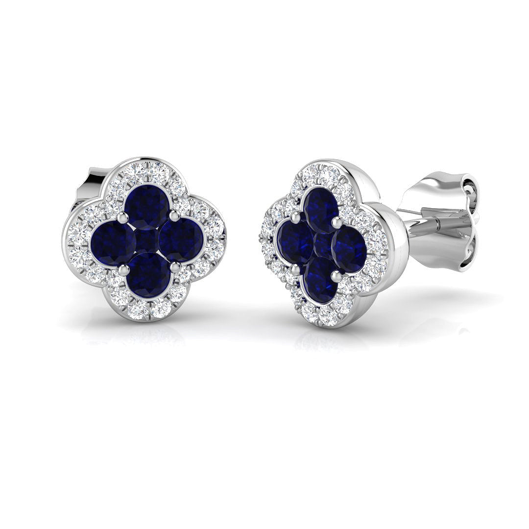 18k White Gold 0.55ct Natural Blue Sapphire Earrings