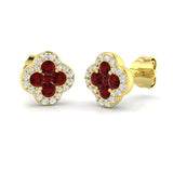 18ct Yellow Gold 0.5ct Natural Ruby Earrings with Diamonds