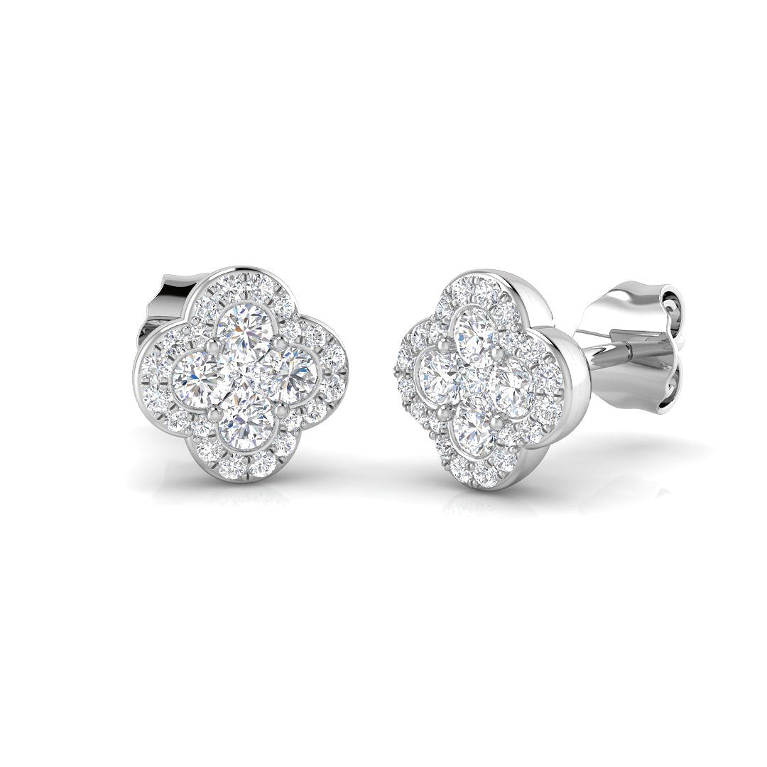 18k White Gold 0.44ct Natural Diamond Clover Earrings