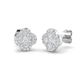 18k White Gold 0.44ct Natural Diamond Clover Earrings