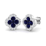 18k White Gold 1.15ct Natural Blue Sapphire Earrings