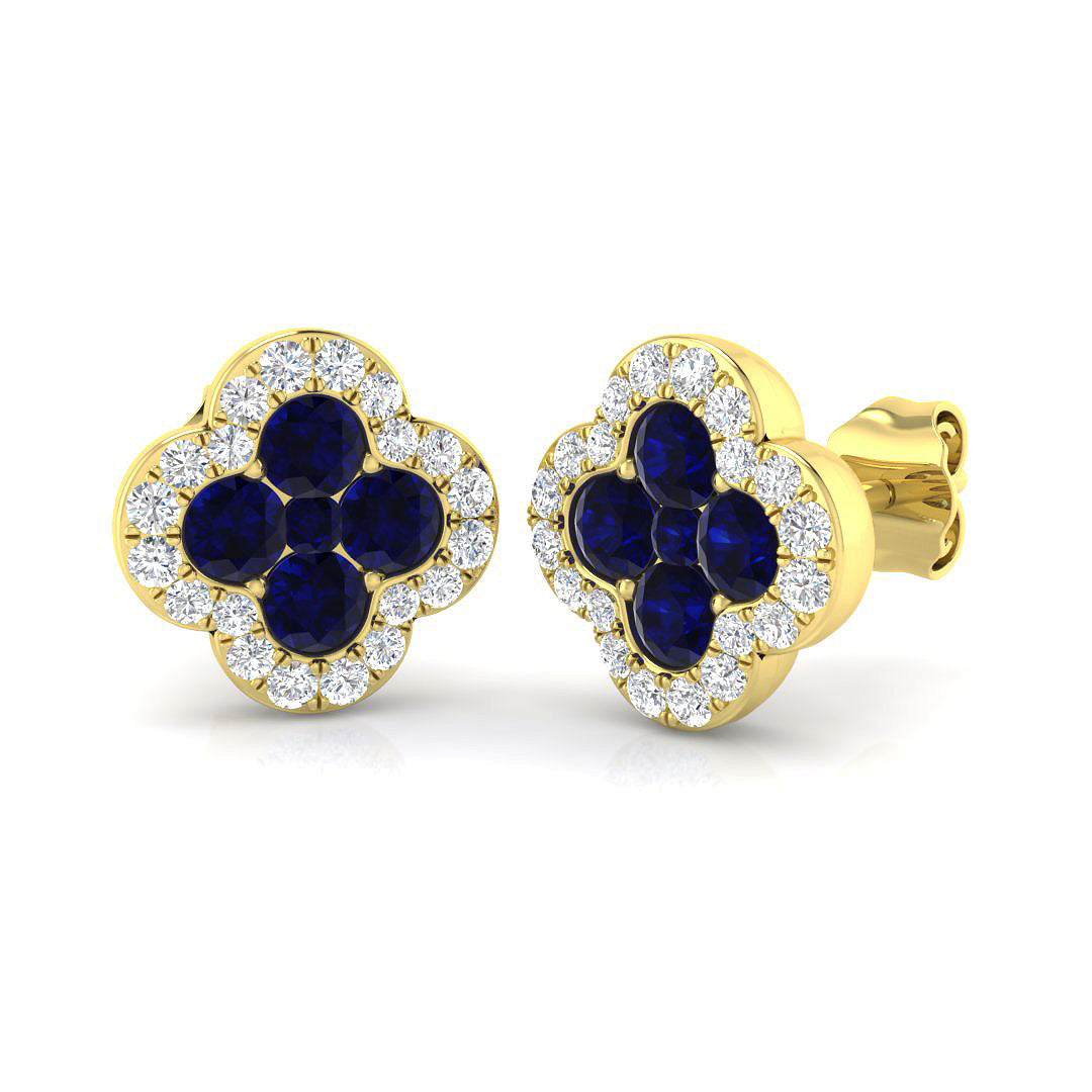 18ct Yellow Gold 1.15ct Natural Blue Sapphire Earrings