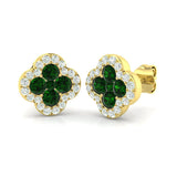 1ct Natural Diamond Round Cut Stud Earrings in 18K Yellow Gold