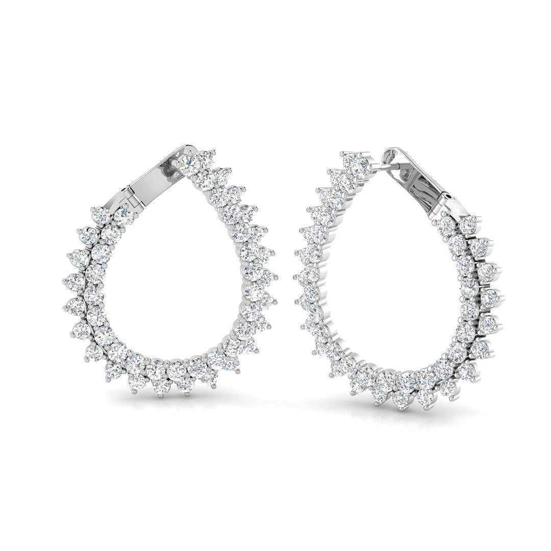 3.7 Carat D-E/VS Lab Grown Diamond Hoops Earring 9k White Gold Ready To Ship
