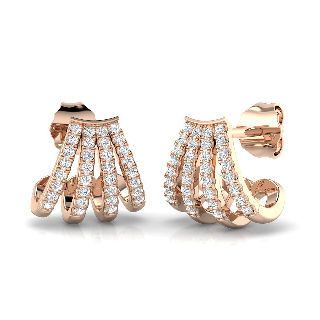 0.50 Ct Multi-Row Diamond Stud Earrings in White Gold | White Gold Claw Diamond Studs