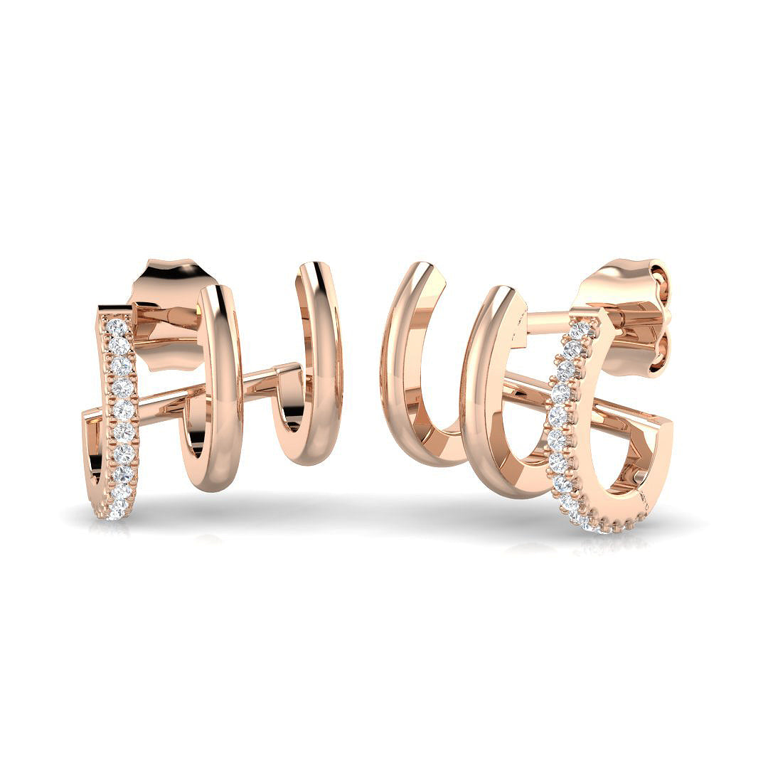 Gold Diamond Crawler Earrings - Elegant 0.05ct Luxury Jewelry
