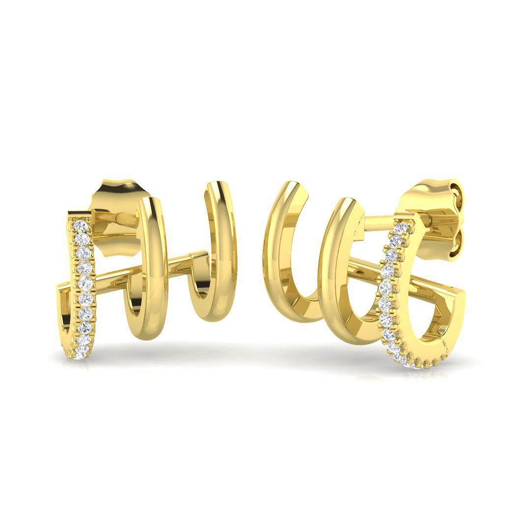 Gold Diamond Crawler Earrings - Elegant 0.05ct Luxury Jewelry