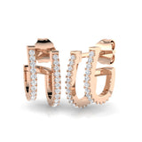 0.33 Ct Double Row Diamond Stud Earrings | White Gold J-Hoop Studs