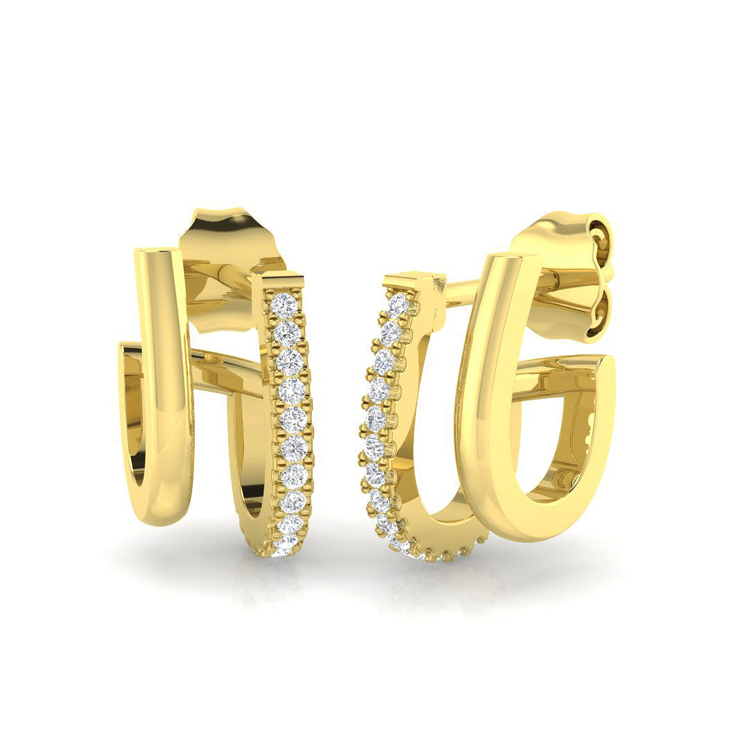Duffy Gold Diamond Crawler Earrings | 0.1-0.2ct Elegant Luxury
