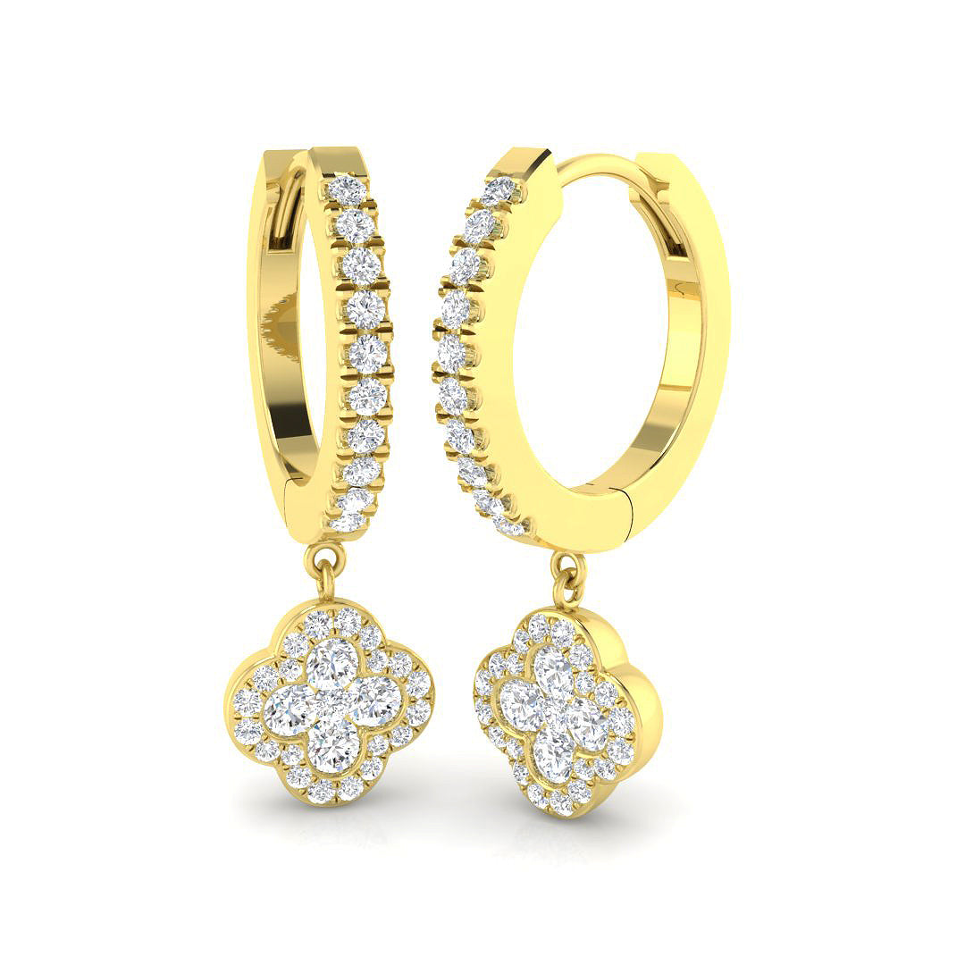 Dudly Gold Clover Diamond Earrings | Luxurious 0.5ct to 1.25ct
