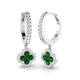 Hoop Earrings - Easel Luxury Clover Diamond Emerald Gold