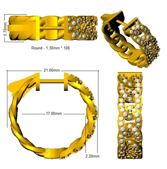 1.00 Carat Natural/Lab-Grown Round Diamond Hoop Earring in Gold - UK Made