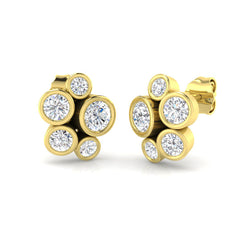 1.20 Carat D-E/VS Lab Grown Diamond Fancy Earring 9k Yellow Gold Ready To Ship