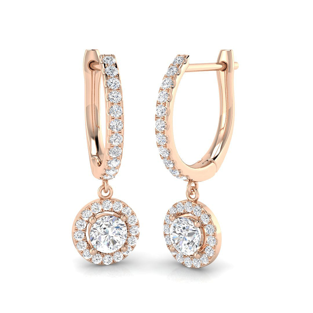 Trizz Gold Diamond Drop Trilogy Earrings - Elegant Luxury Jewelry