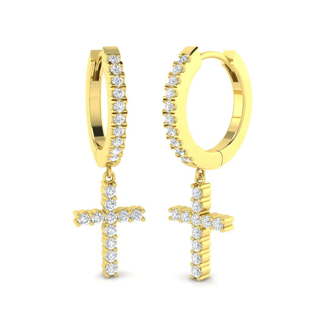 Eltyn 0.33ct Gold Drop & Trilogy Diamond Earrings for Elegant Style