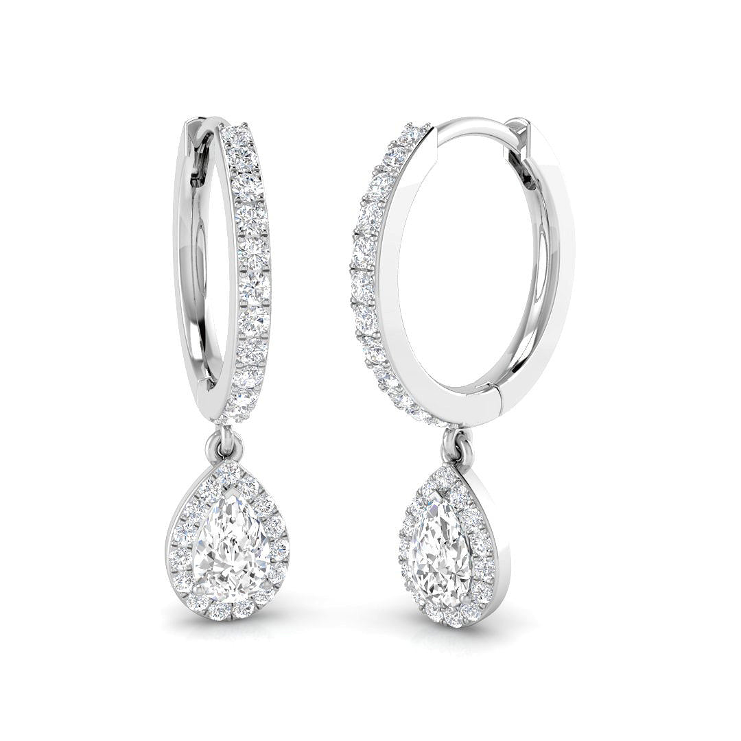 "Lovey Drop & Trilogy Gold Diamond Earrings – Elegant Luxury Style"