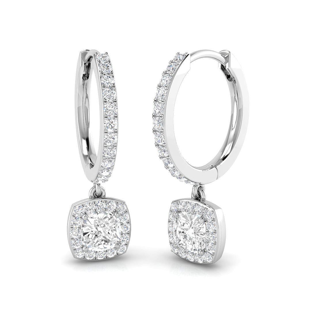 Entoy 1ct Gold Drop & Trilogy Diamond Earrings - Luxury Jewelry