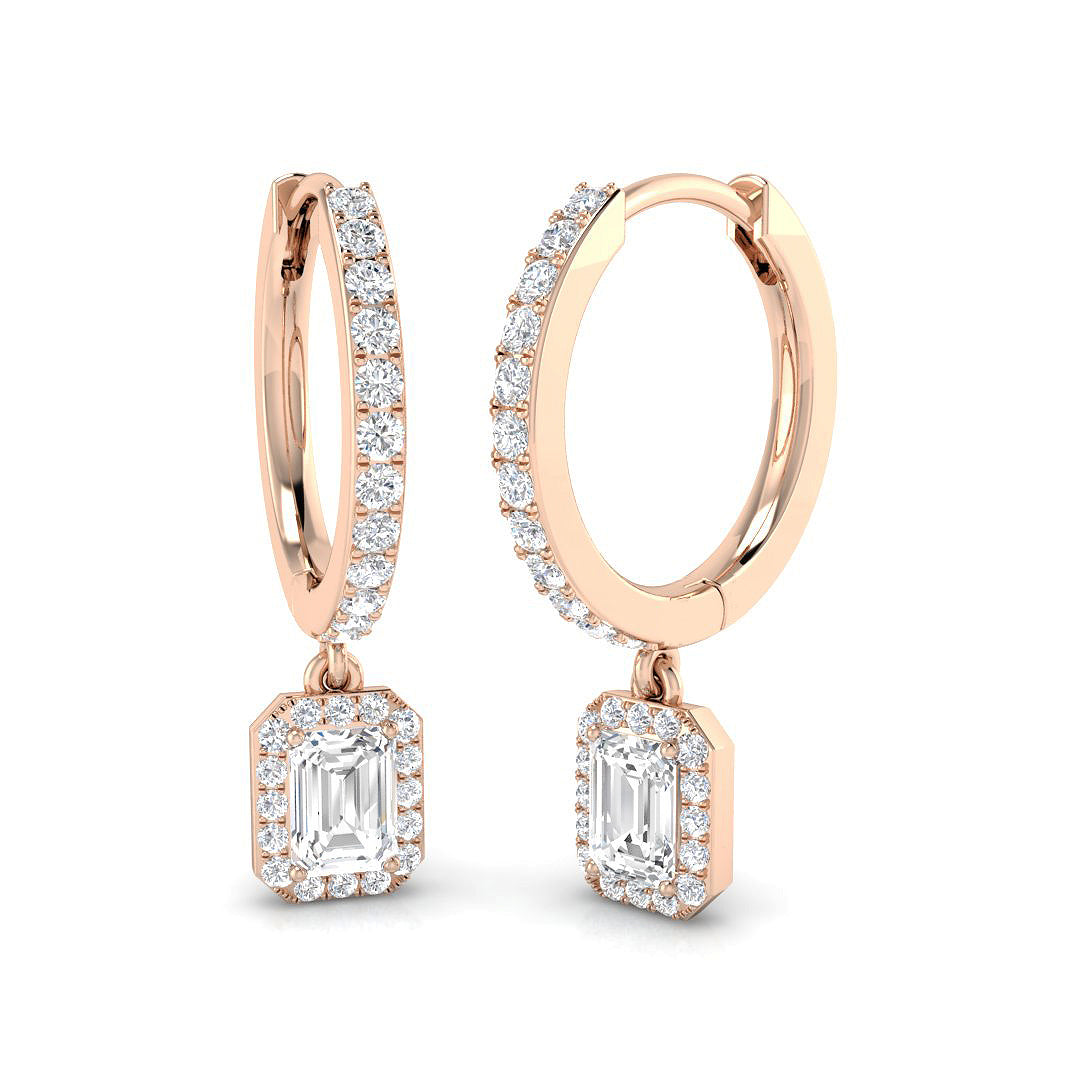 "Luxury Gold Drop & Trilogy Diamond Earrings - 0.5ct Elegant Jewelry"