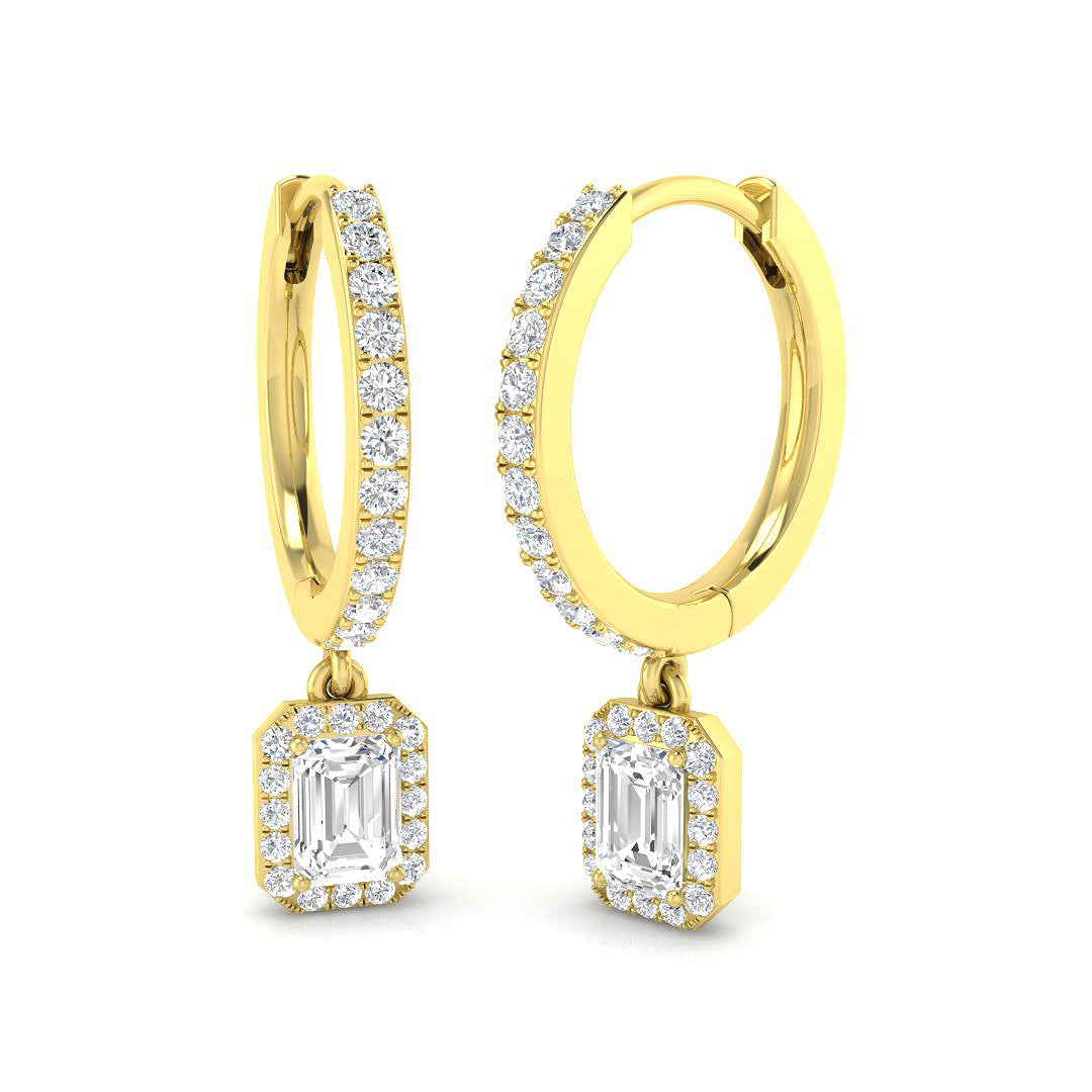"Luxury Gold Drop & Trilogy Diamond Earrings - 0.5ct Elegant Jewelry"