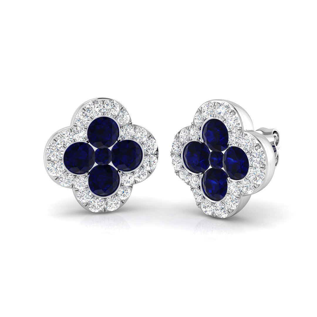 18k White Gold 2.91ct Natural Blue Sapphire Earrings
