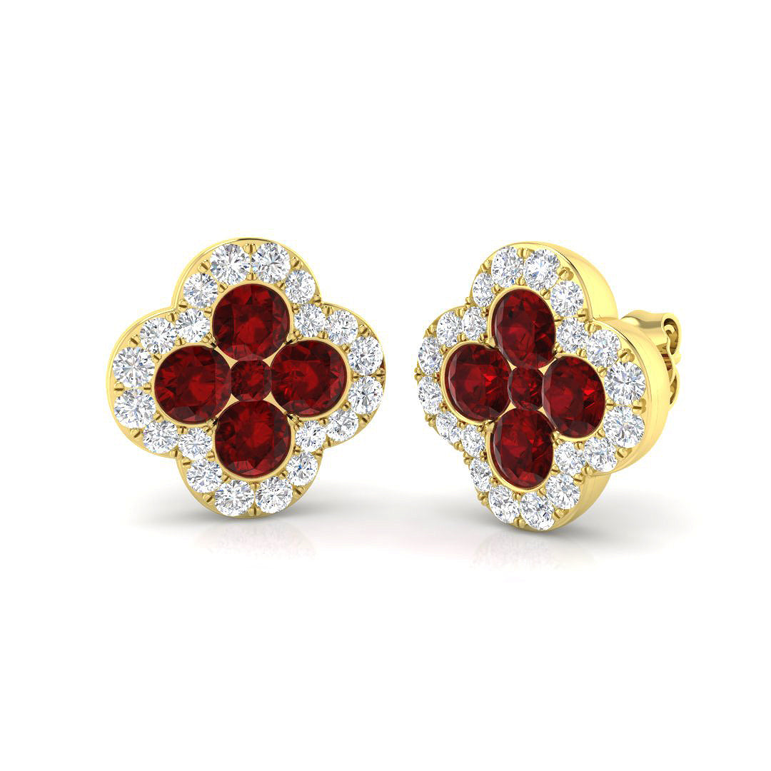 18k Yellow Gold 3.06ct Natural Ruby Earrings