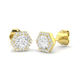 Halo Stud Earrings - 0.50 Carat Epsny Hexagon Profile