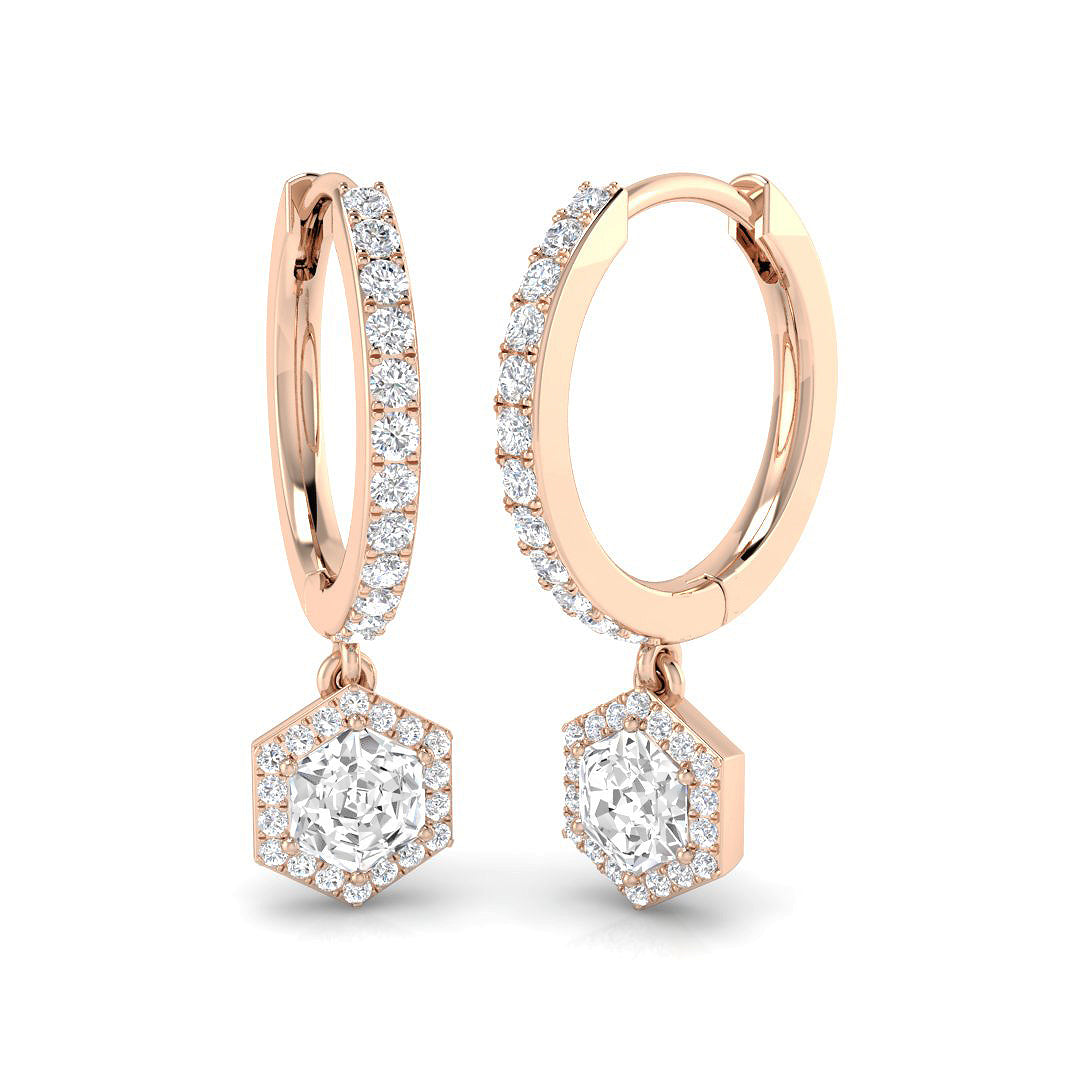 Entwy Gold Drop & Trilogy Diamond Earrings - 0.5ct Luxury Jewelry