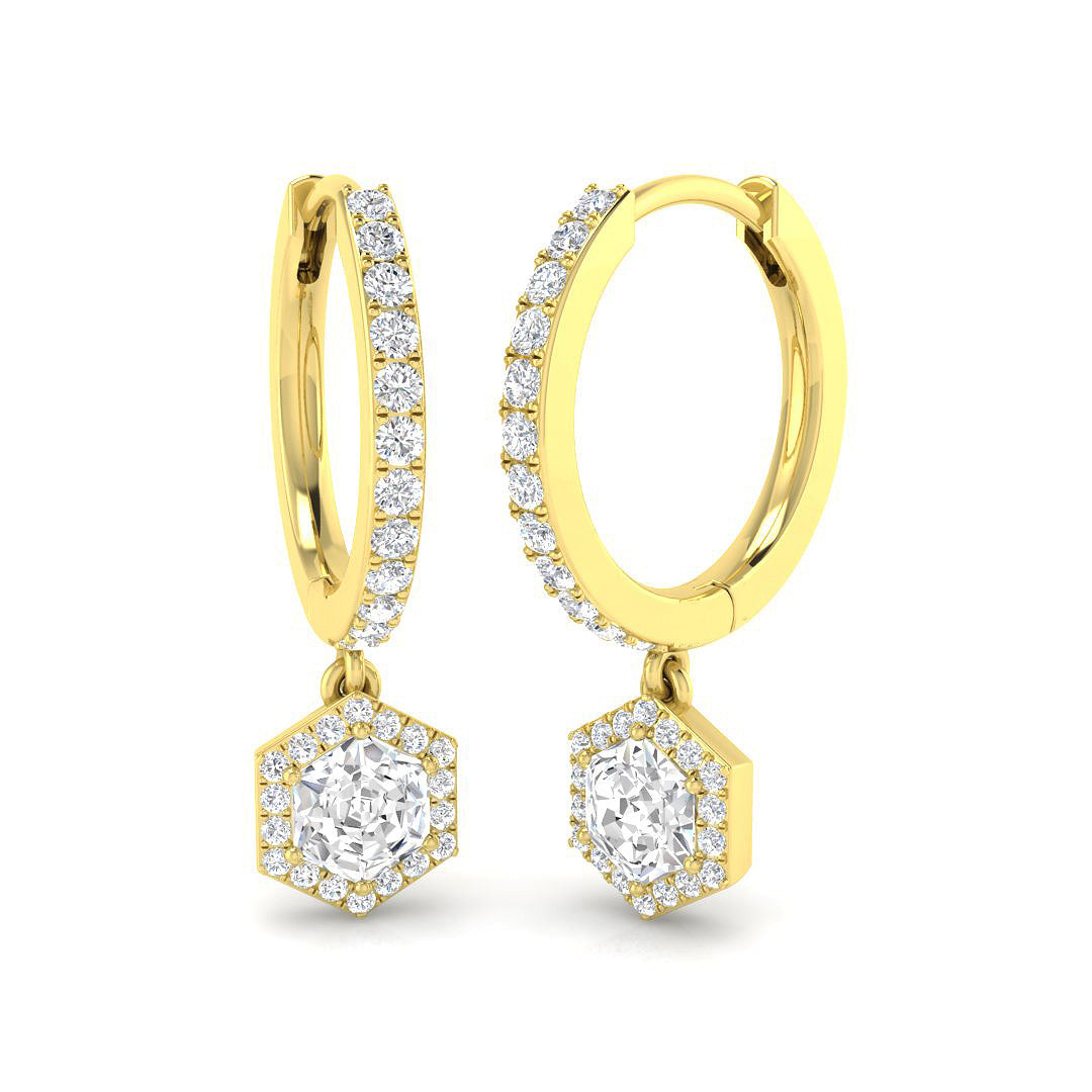 Entwy Gold Drop & Trilogy Diamond Earrings - 0.5ct Luxury Jewelry