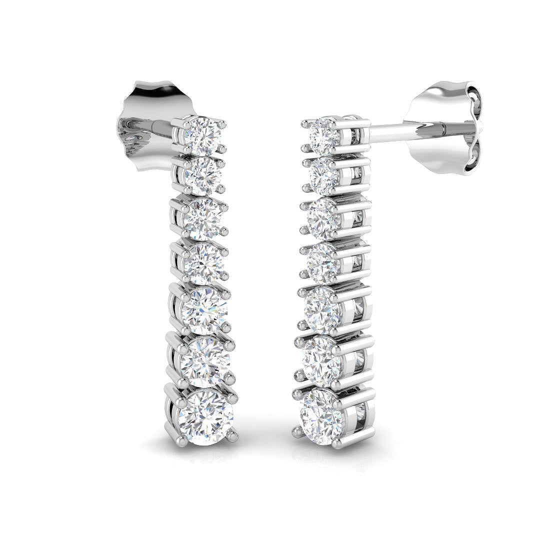 Crimp Luxury Gold Drop Trilogy Diamond Earrings - Elegant Sparkle