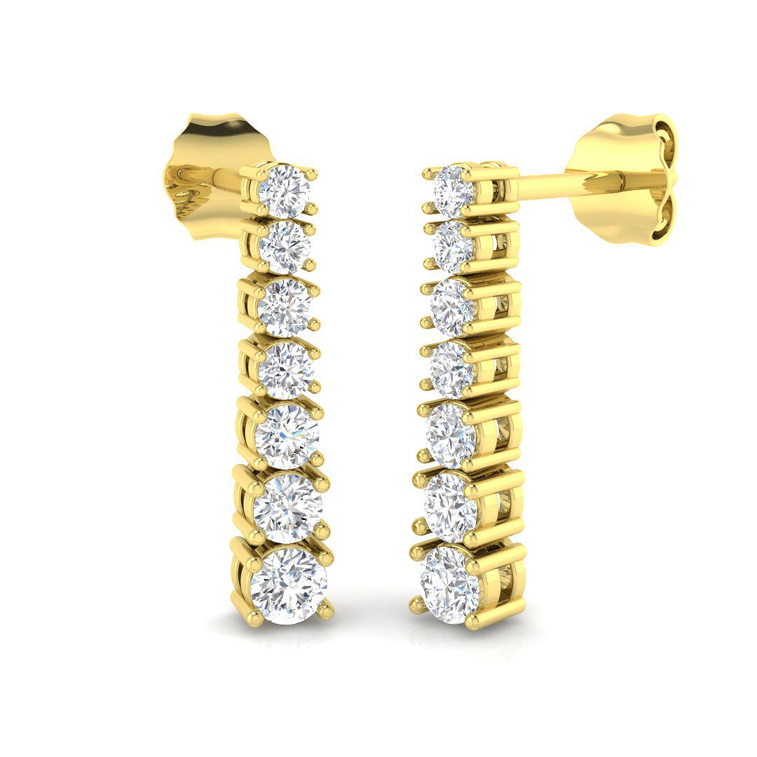 Crimp Luxury Gold Drop Trilogy Diamond Earrings - Elegant Sparkle