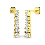 Crimp Luxury Gold Drop Trilogy Diamond Earrings - Elegant Sparkle