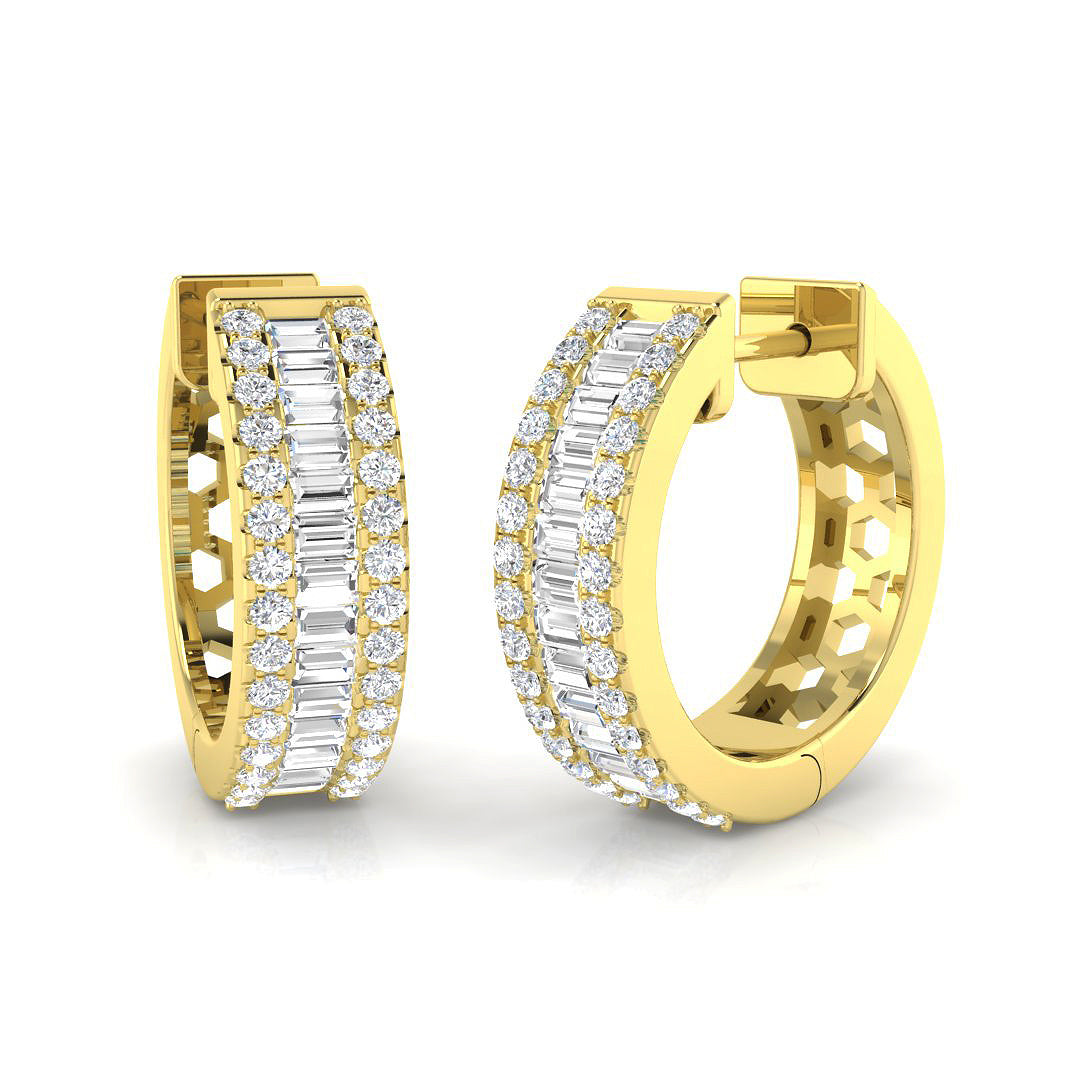 Hoop Earrings with Honeycomb Diamond Setting | 0.5ct-1ct