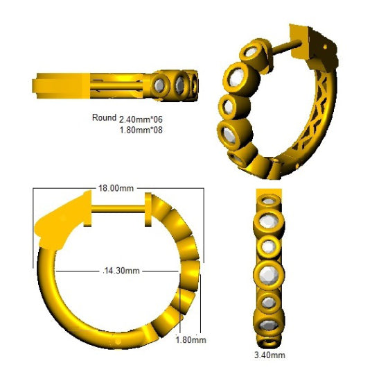Boucles d'oreilles créoles en diamants naturels et de synthèse sertis clos | 0,50 carat