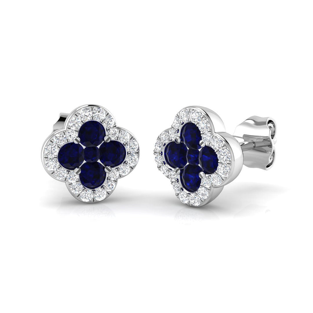 18k White Gold 0.84ct Natural Blue Sapphire Earrings