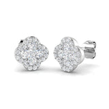 18k White Gold 0.63ct Natural Diamond Clover Earrings