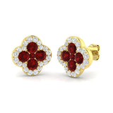 18k Yellow Gold 2.02ct Natural Ruby & Diamond Earrings