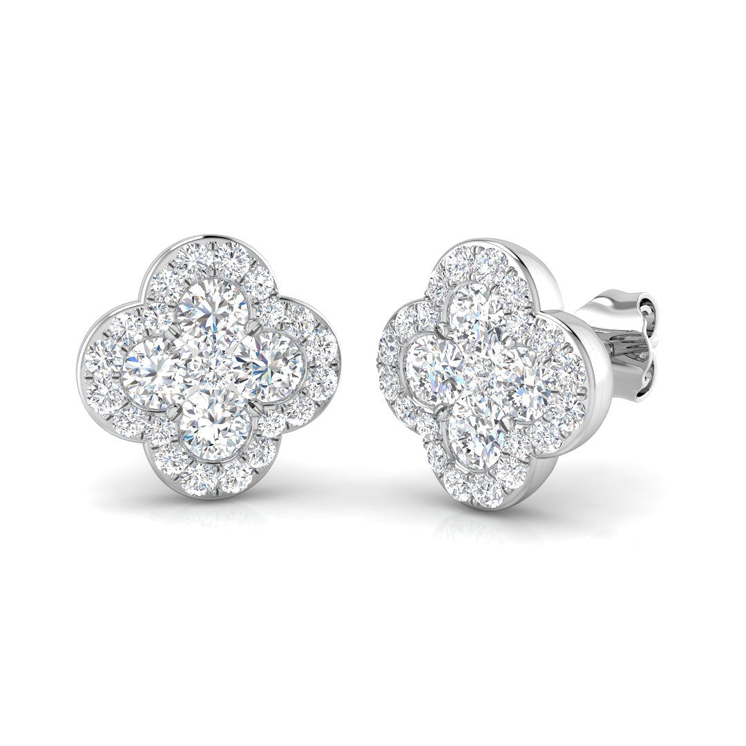 1.6 Carat D-E/VS Lab Grown Diamond Clover Earring 18k White Gold Ready To Ship