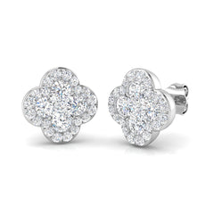 1.6 Carat D-E/VS Lab Grown Diamond Clover Earring 18k White Gold Ready To Ship