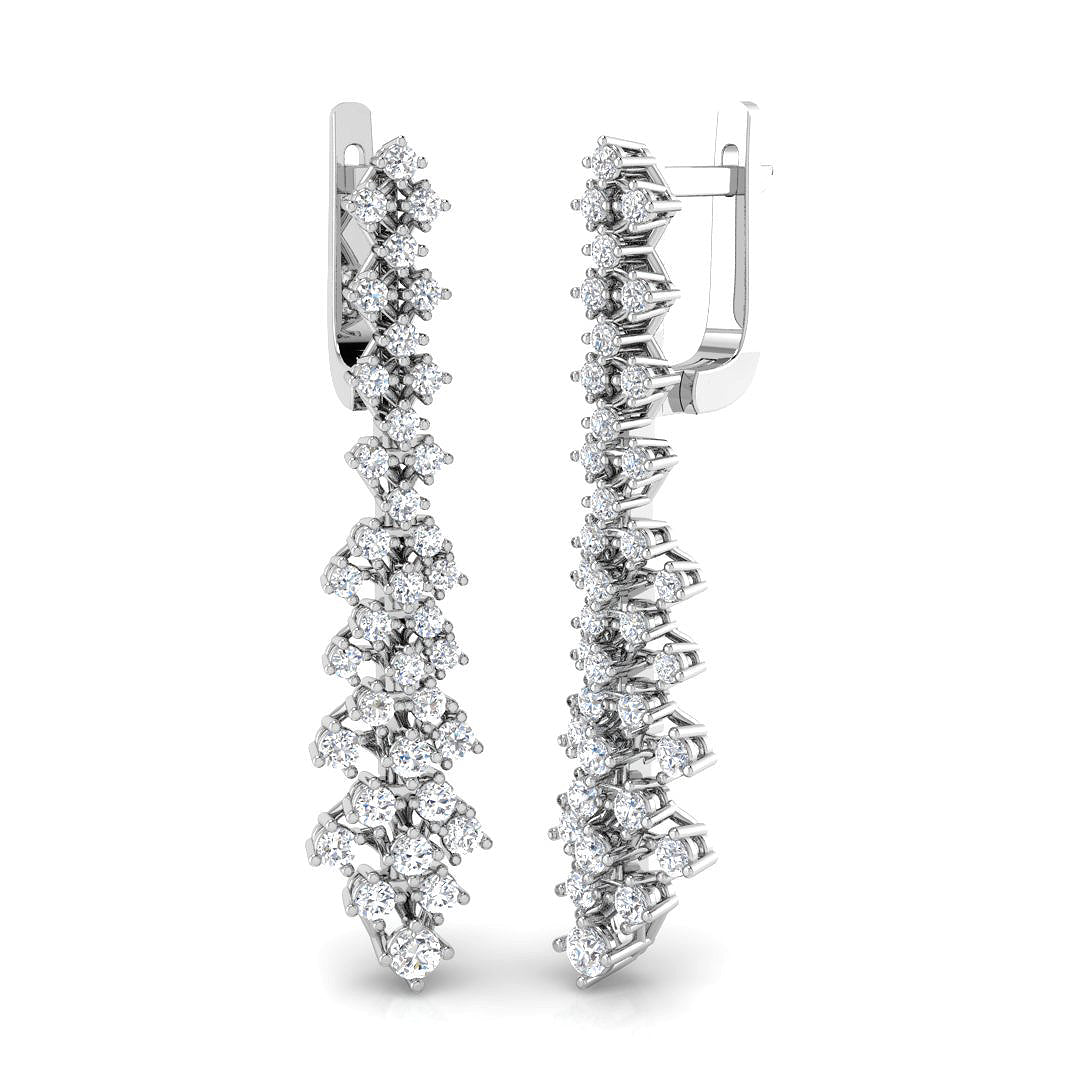 Erjry 2ct Gold Diamond Drop & Trilogy Earrings - Luxury Jewelry