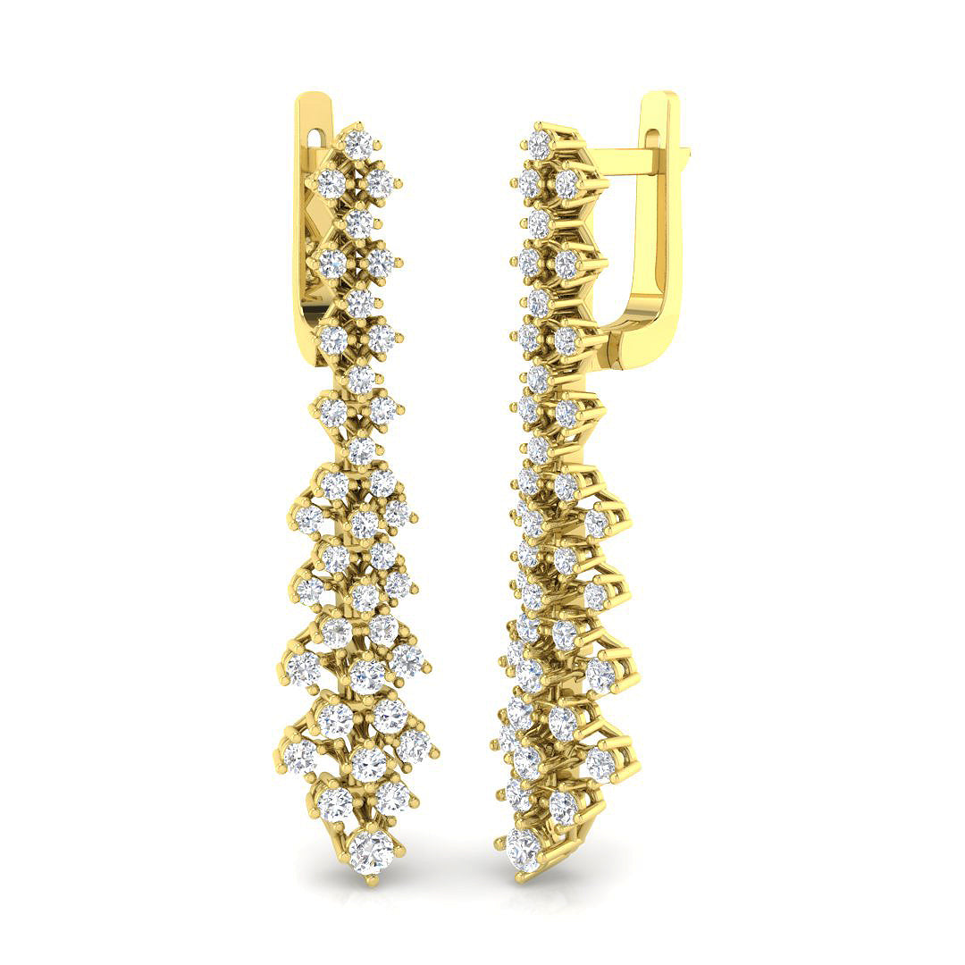 Erjry 2ct Gold Diamond Drop & Trilogy Earrings - Luxury Jewelry