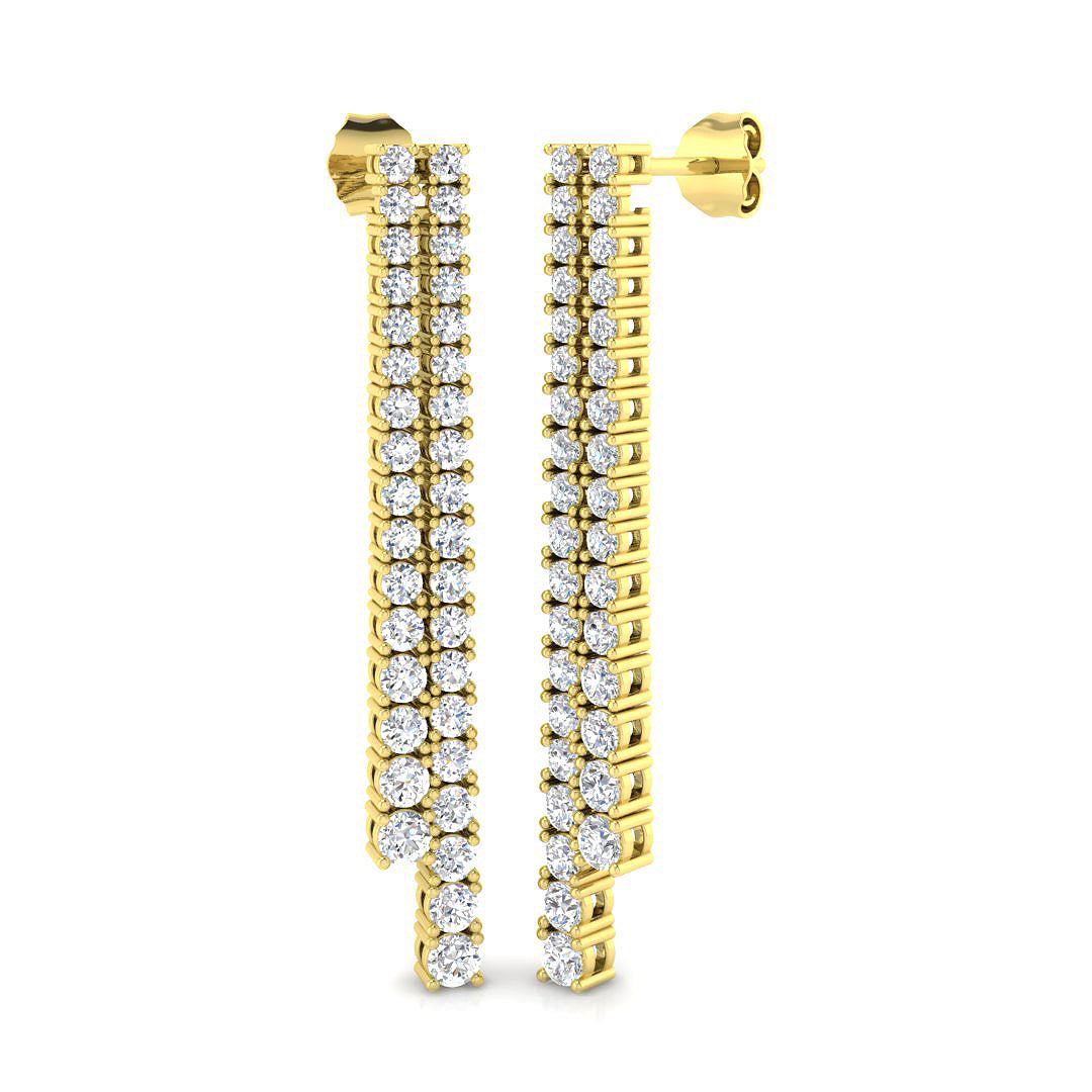 "Erjwy Elegant Gold Drop & Trilogy Diamond Earrings | 2ct to 8ct Luxury"