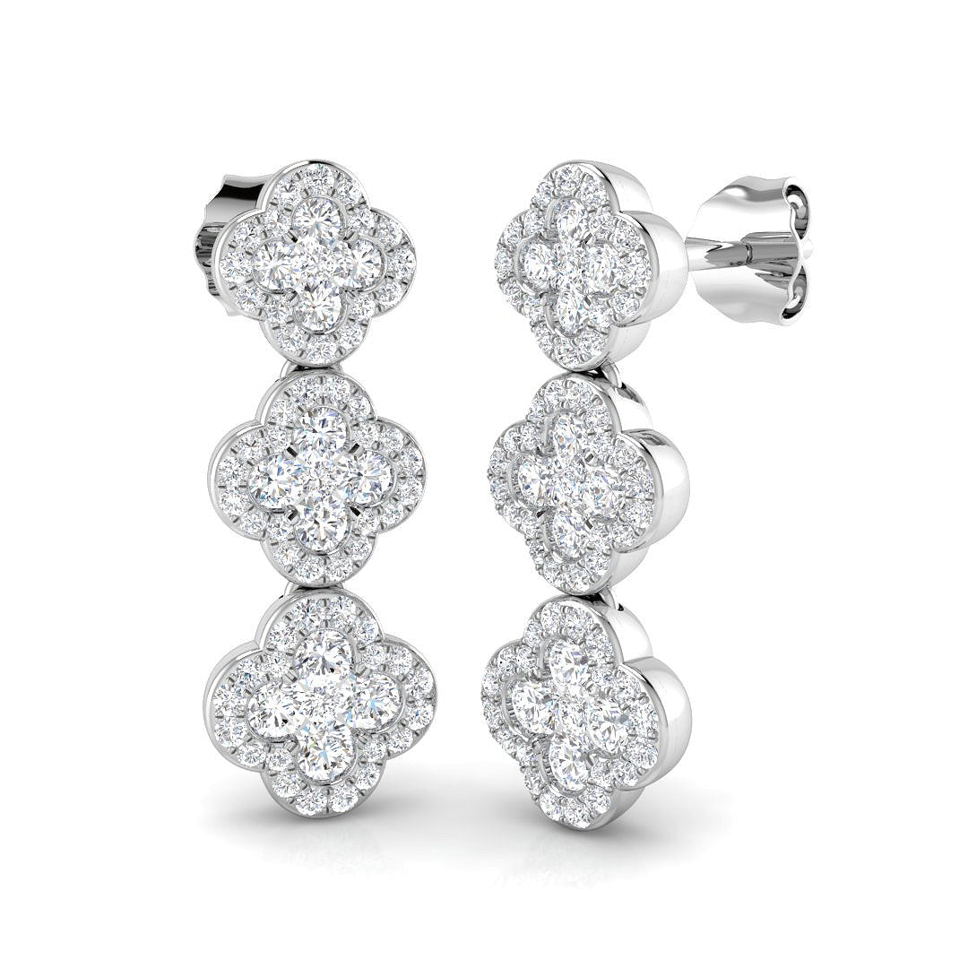 "Enswey Luxury Gold Clover Diamond Earrings - 1ct to 1.5ct Elegance"